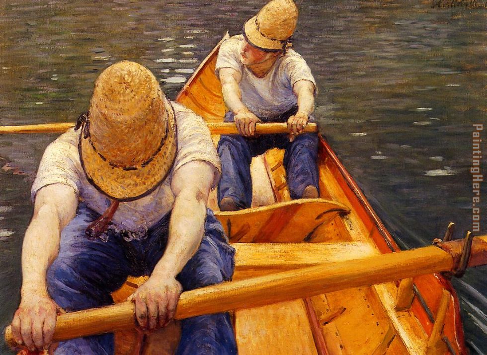 Oarsmen painting - Gustave Caillebotte Oarsmen art painting
